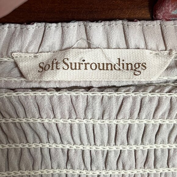 Soft Surroundings Pink Blue Maxi Dress L Boho Floral Sleeveless Smocked Pocket M - Picture 7 of 11